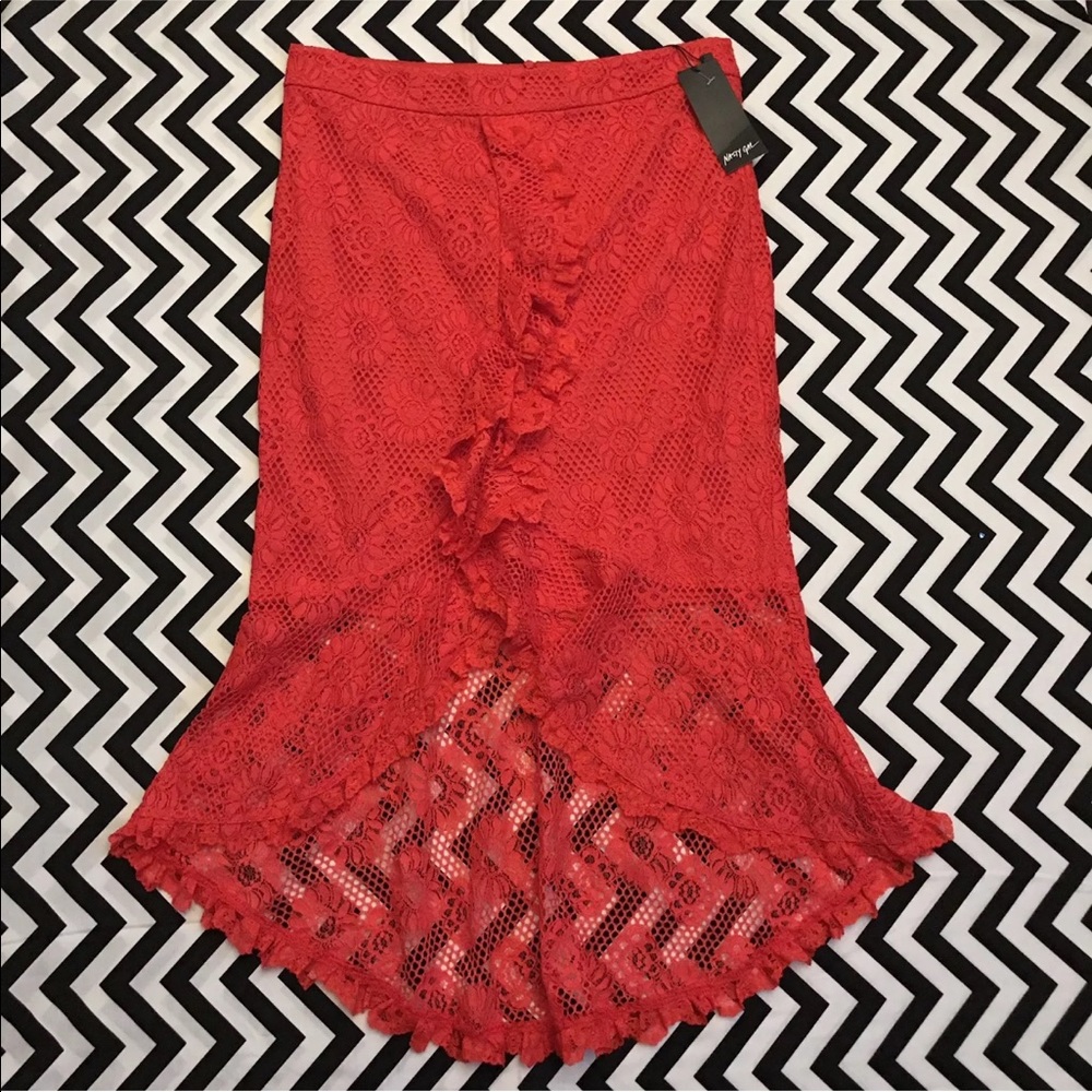 NWT Nasty Gal Ruffle Lace Skirt